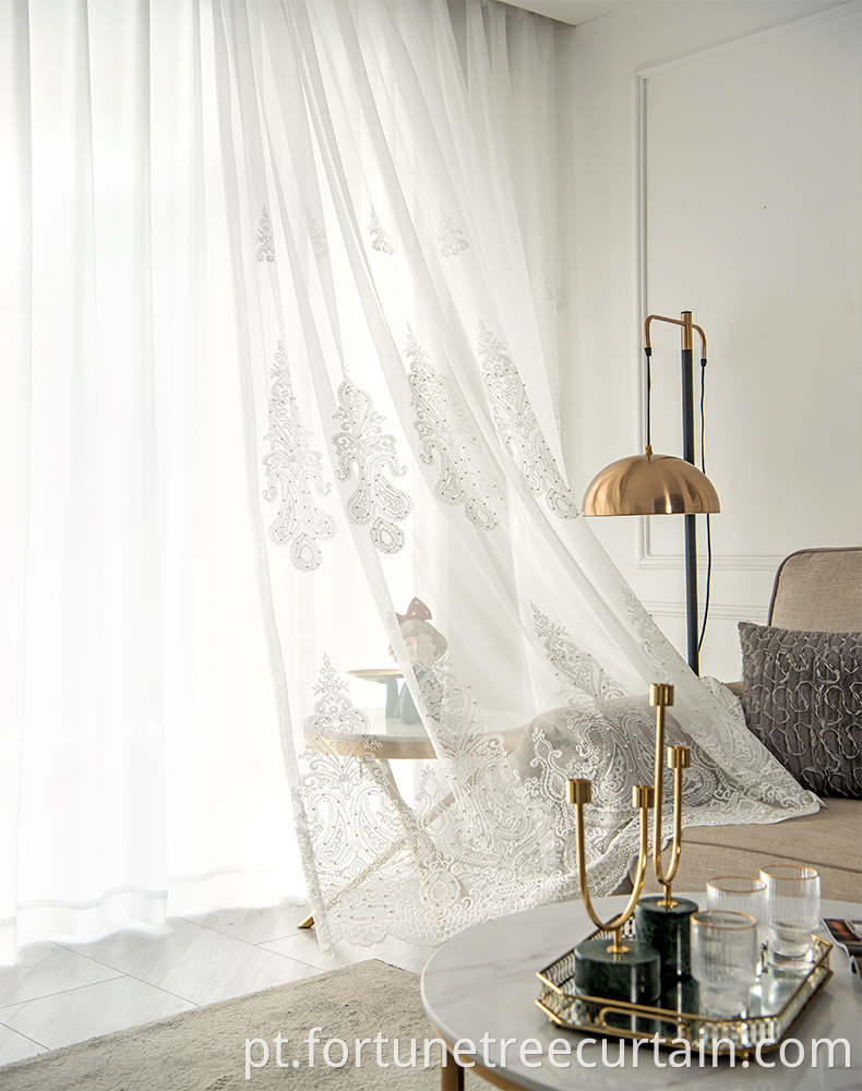 Embroidery Beaded Curtain Sheer